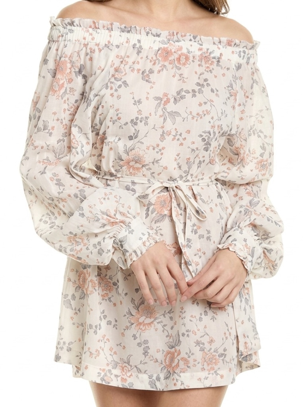 MAJE Ragtime Rose Off the Shoulder Cotton Mini Dress Sz Small BNWT